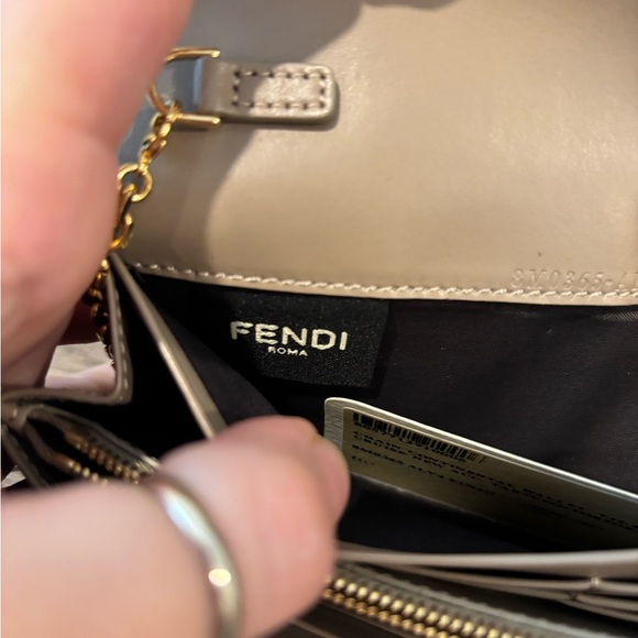 Fendi Brown Taupe Crossbody Wallet On Chain Shoulder Bag - Picture 12 of 14